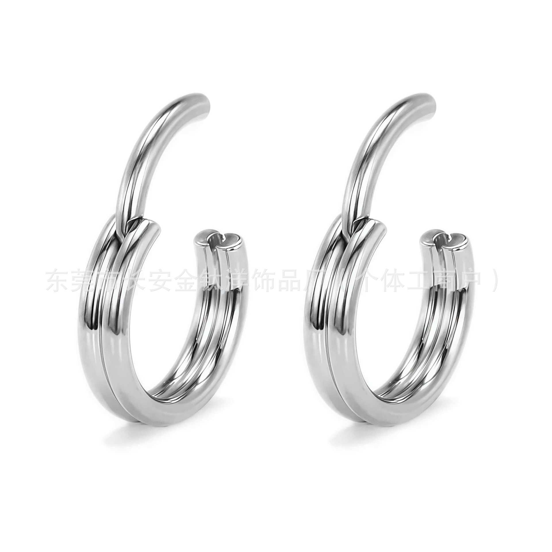 F136 Titanium Earrings Two-Layer Closed Ring Pinless Nose Ring Seamless Ring G23 Titanium Alloy Piercing Jewelry - Image 3