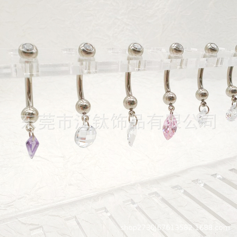 G23 Titanium Navel Ring Dangle Star Kite Stone Belly Button Piercing Jewelry - Image 3