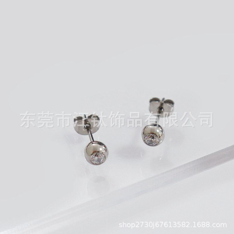 ASTM F136 Titanium Earring Butterfly Buckle 5A Zircon Cartilage Stud Body Piercing Ear Nails - Image 3