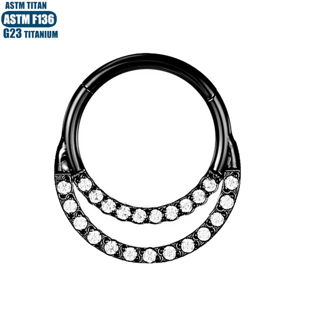 F136 Titanium Alloy Nose Ring Piercing Jewelry Moon Zircon Seamless Gold-Plated Closed Ring - Image 4