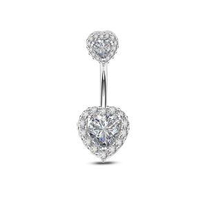 New Heart Belly Button Ring Copper Inlaid Zircon Stainless Steel Nail Spot Body Jewelry