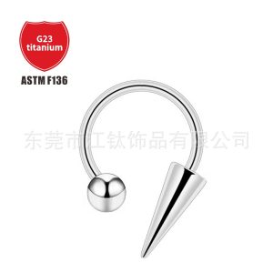 F136 Titanium C-Shape Lip Ring Ball Spike Cone Horseshoe Ring Punk Stud Earrings G23 Titanium Alloy Piercing Jewelry for Ear Nose