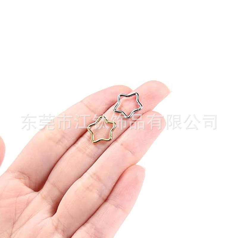 G23 Titanium Five-Pointed Star Nose Ring - 1.2x10mm Nose Stud for Women Men, Polished Finish, Body Piercing Jewelry - Image 2