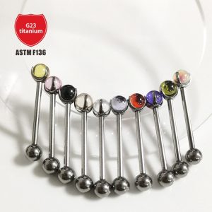 F136 Tongue Nail Inner Thread Double Headed Straight Rod Three-Claw Zircon Ball G23 Titanium Alloy Piercing Jewelry Ear Bridge