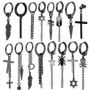 Black Series Punk Titanium Steel Ear Clip Ear Studs Fashion Korean Style Alien Earrings for Men Women