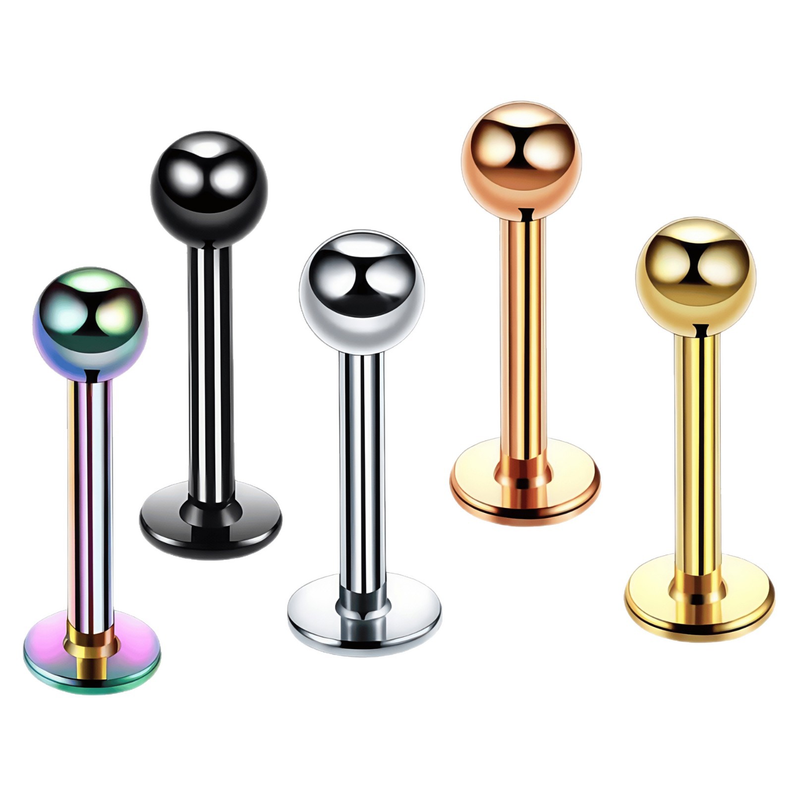 G23 Titanium External Thread Cone Ball Round Cake Tongue Nail Lip Ear Bone Nail - 1.2x16mm Ti Alloy Body Piercing Jewelry - Image 5