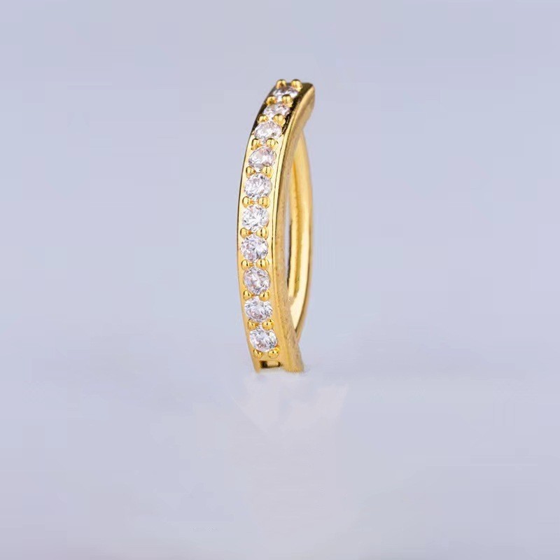Micro-Set Zircon Half Moon Belly Button Ring Copper 2024 Summer Sexy Umbilical Jewelry - Image 4