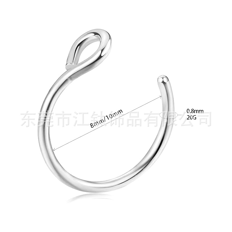G23 Titanium Nose Stud Lip Ring Fishhook Ring Hollow Nose Ring ASTM F136 Body Piercing Jewelry - Image 2