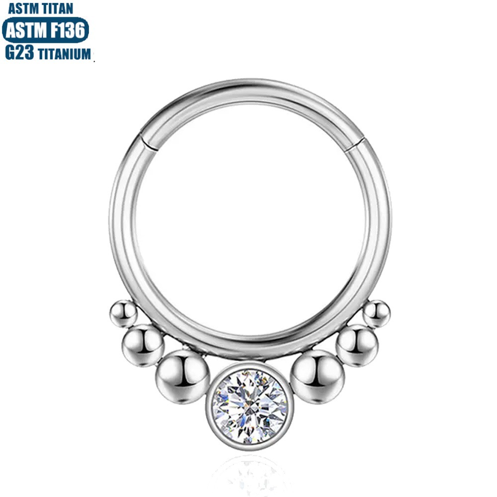 F136 Titanium Alloy Solder Ball Zircon Nose Ring Wholesale Earrings Seamless Ring Cartilage Piercing Nasal Septum Ring Nose - Image 2