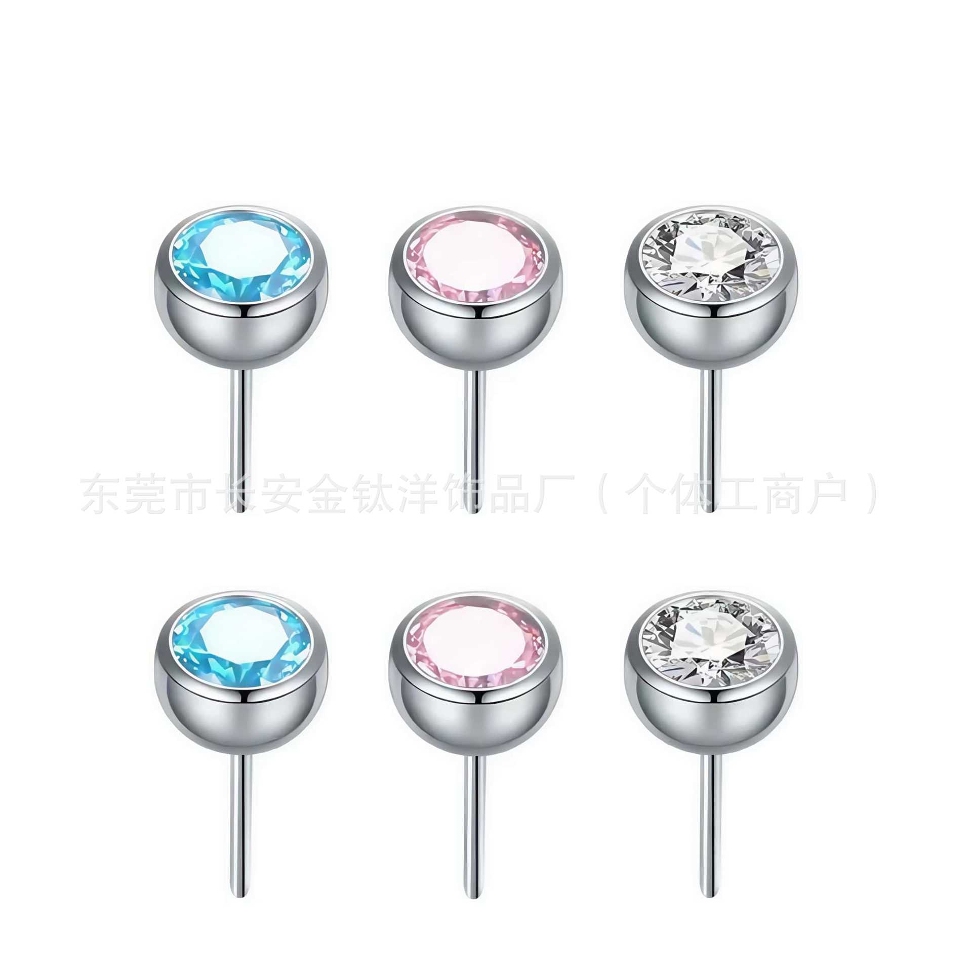 F136 Titanium Plug-In 5A Zircon Nose Nail Lip Nail Pin Ear Nail Ear Bone Nail G23 Titanium Piercing Jewelry - Image 5