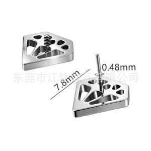 G23 Titanium Alloy Ear Bone Stud with Diamond Head - Geometric Body Piercing Jewelry for Cartilage Helix Tragus