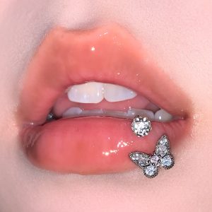 Flash Butterfly Lip Ring 316L Surgical Steel Horseshoe C Ring Lip Hoop Ear Bone Lip Nail Hot Girl Piercing Jewelry Wholesale