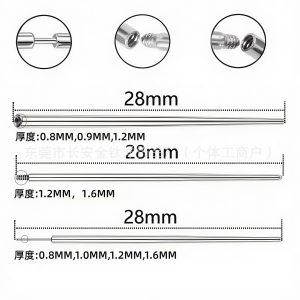 Stainless Steel Piercing Guide Pin External Thread Insertion Needle for 14G Body Jewelry Tool