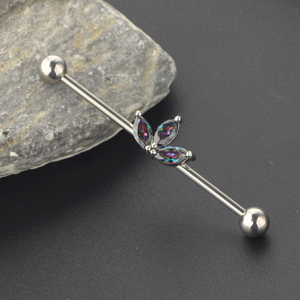 Retro Sun Industrial Zirconium Bone Nail Earring Stainless Steel Piercing Jewelry for Women Men - Image 3