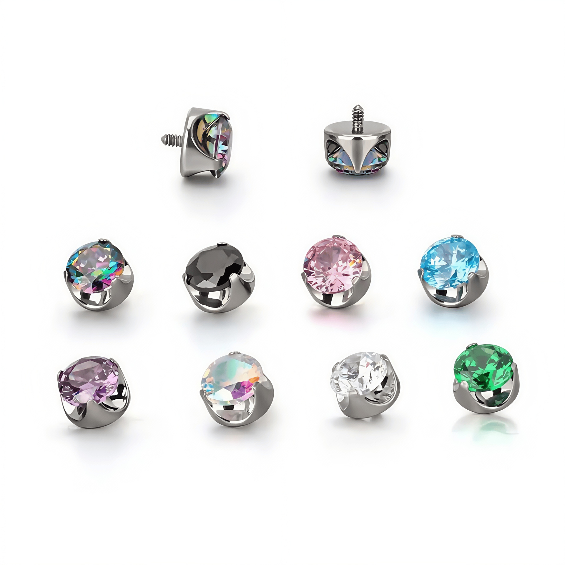 F136 Titanium 5A Zircon Ear Nail Lip Nail Piercing Jewelry - Three Claw Inlaid Design - Image 5