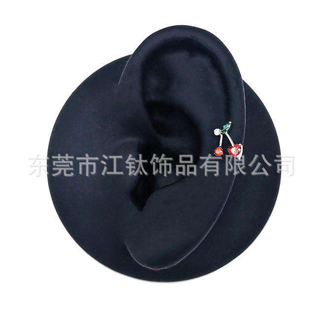 G23 Titanium Cherry Love Zircon Earrings Lip Labret Stud Body Piercing Jewelry - Image 2