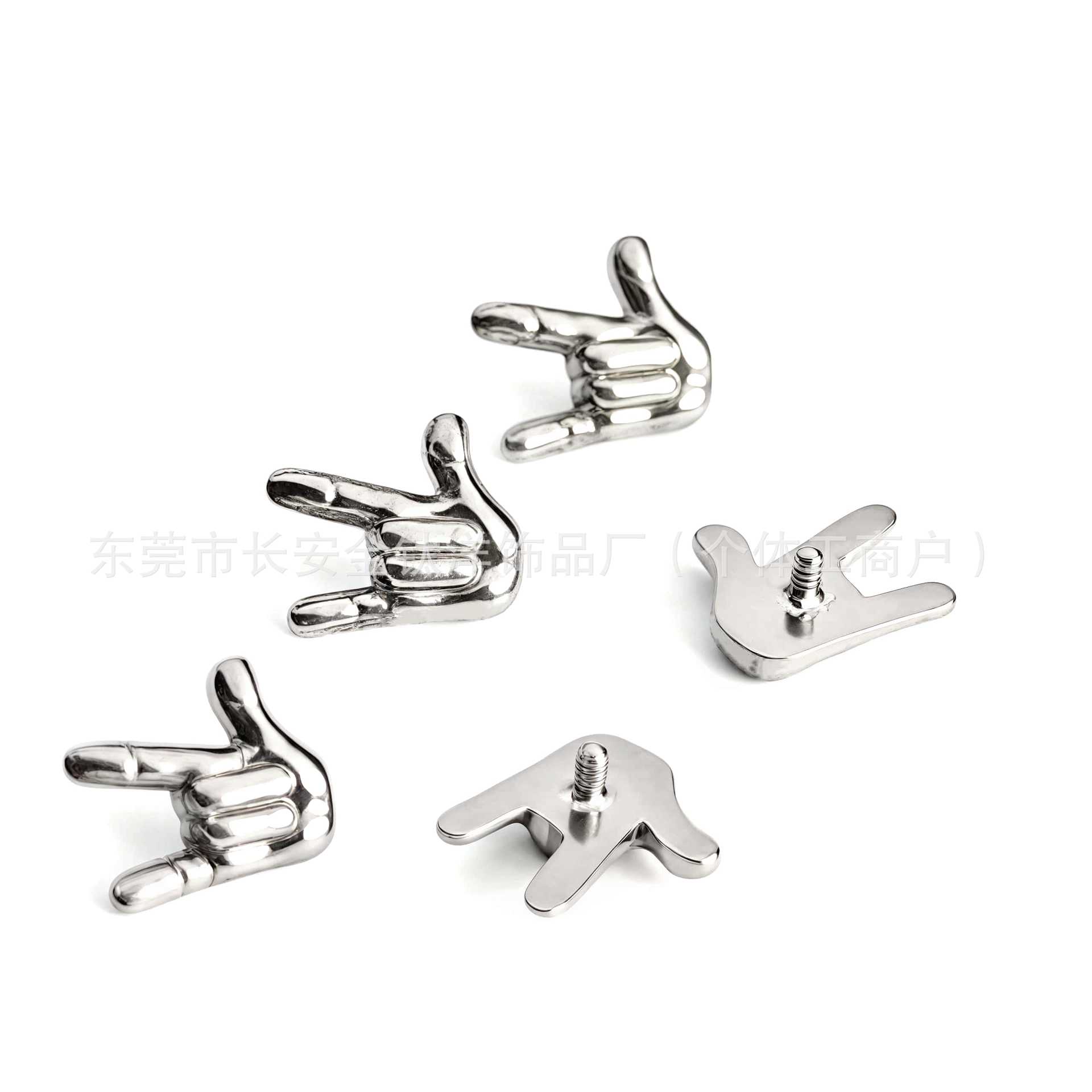 F136 Titanium Rock Gesture Funny Earring Nose Nail Lip Nail Ear Bone Nail G23 Titanium Alloy Body Piercing Jewelry - Image 5