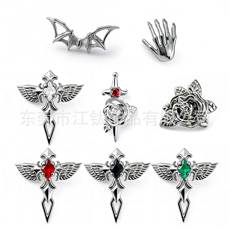 G23 Titanium Halloween Ghost Bat Cartilage Earring - Rose Gold 1.2x10mm - Image 5