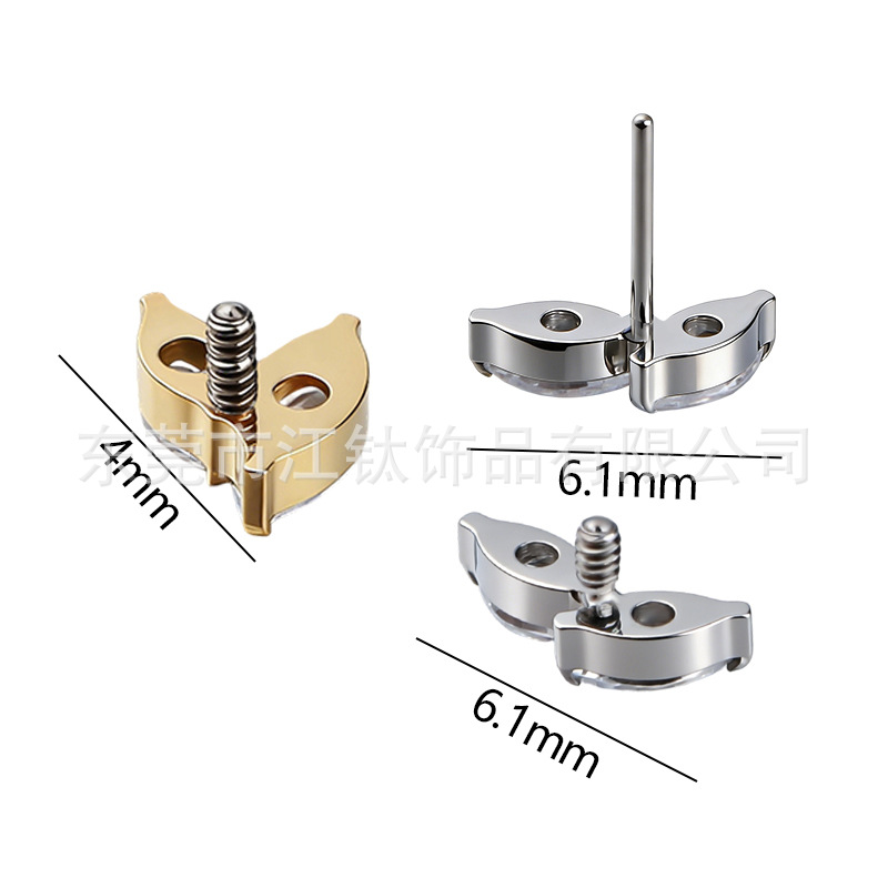 F136 Titanium Ear Bone Nail Marquise Zircon Inlaid Cross-Border Hot Selling G23 Titanium Alloy Body Piercing Jewelry Ear Nail - Image 2