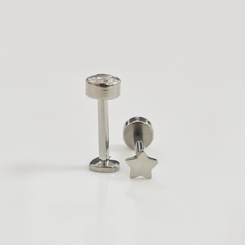 G23 Titanium Lip Nail Star Heart Shape ASTM F136 Piercing Jewelry - Image 3