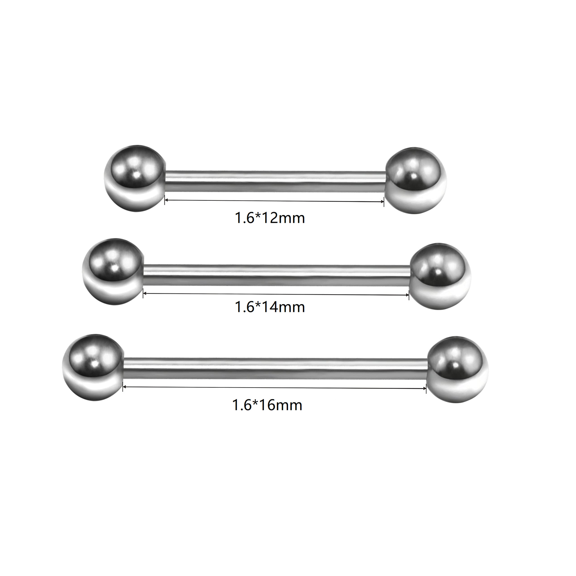 G23 Titanium Tongue Barbell Ball End Ear Stud Straight Rod Piercing Jewelry Fashion - Image 2