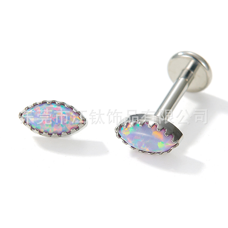 Titanium Ear Bone Nail Serrated Edge Opal Horse Eye G23 ASTM F136 Cartilage Stud - Image 5