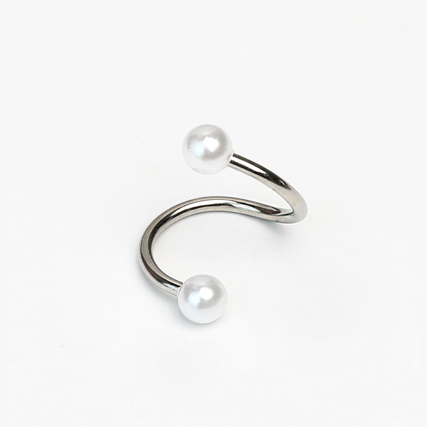Pearl Acrylic Lip Ring S-Shaped Ear Bone Ring Hot Girl Style Personality Titanium Steel Lip Stud Piercing Jewelry - Image 2