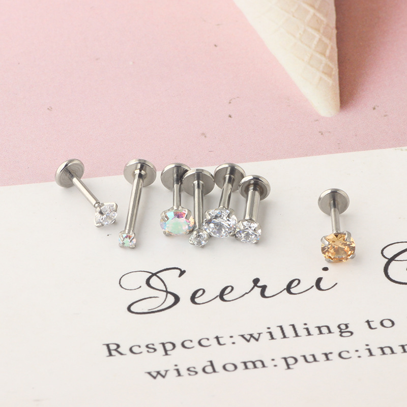 AA Zircon Stainless Steel Teardrop Earrings - 4 Prong CZ Ear Studs for Women - Image 5