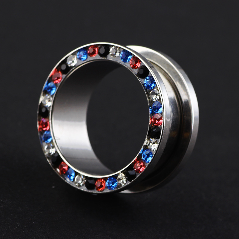 Classic Heart Ear Expansion Stainless Steel Mixed Color Zircon Diamond Ear Plugs Jewelry 16mm - Image 2