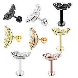 Leaf Tragus Earring 316L Surgical Steel Ear Bone Screw Ear Plug Piercing Jewelry