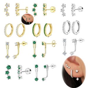 Stainless Steel Star Zircon Fashion Ear Bone Stud Earrings All-Match Women's Earrings