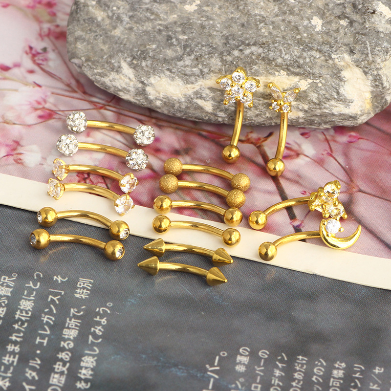 16pc Piercing Set Stainless Steel Zircon Studs Flat Back Ear Cartilage Nose Eyebrow Lip Jewelry Rose Gold - Image 4