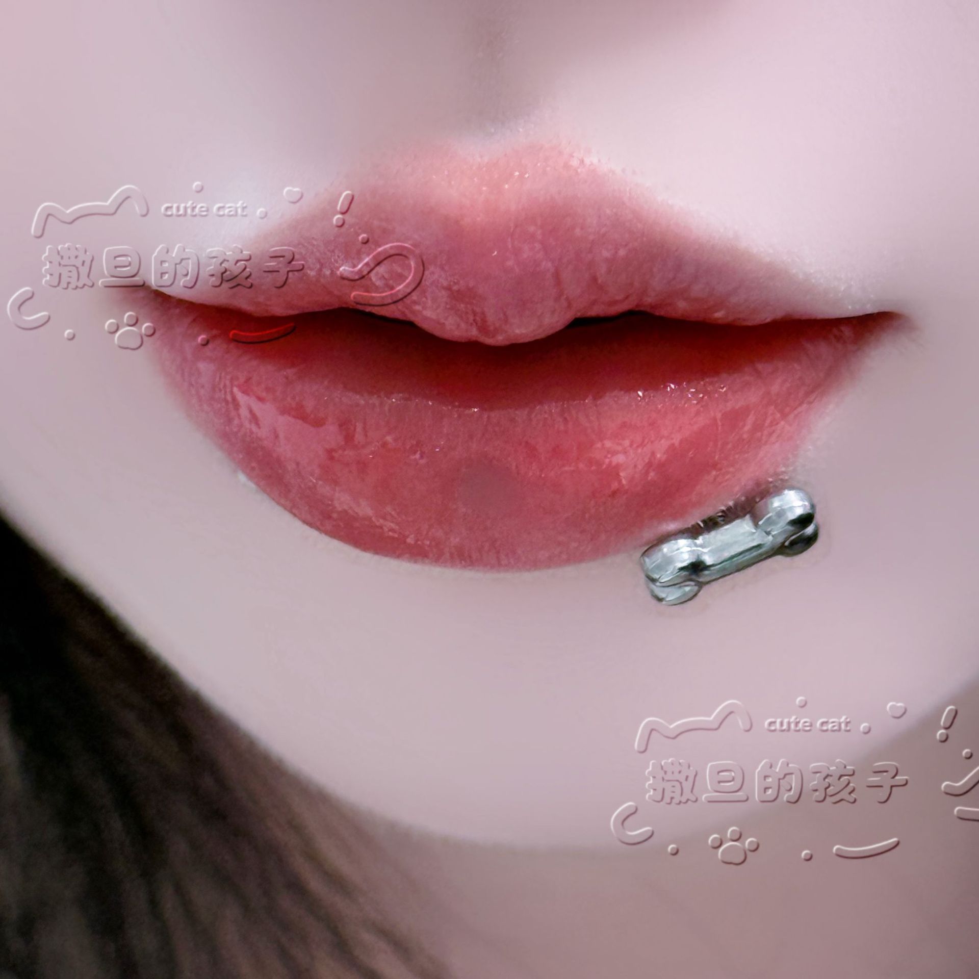 Satan's Child Puppy Lip Nail 16mm 1.2mm Internally Threaded Titanium Steel Lip Ring Sweet Cool Sexy Piercing Jewelry - Image 4