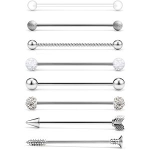 Amazon Puncture Jewelry Stainless Steel Long Rod Stud Earrings Body Industrial Earrings