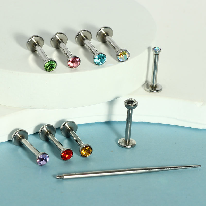 European American Fashion Personalized Internal Thread Diamond Stainless Steel Lip Nail Niche Earrings Wholesale Cross-Border Punk Piercing Jewelry - Image 4