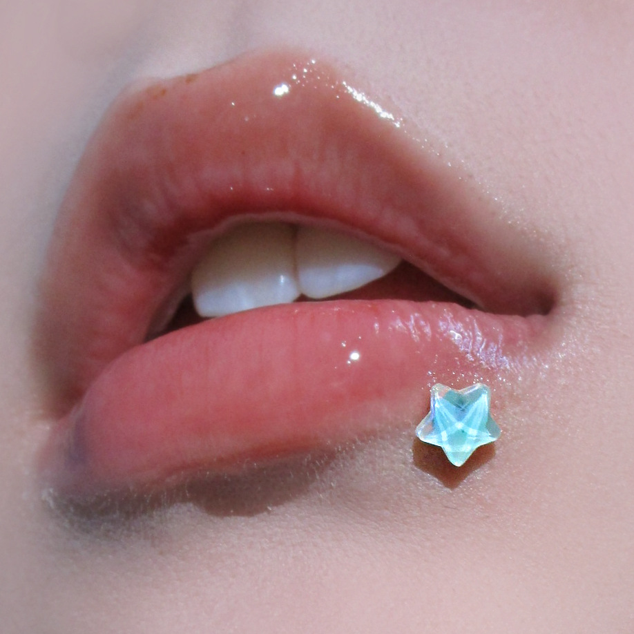 5-Color Mocha Star Lip Piercing, Gradient Titanium Steel Cartilage Earring, Hot Girl Style, Wholesale - Image 4