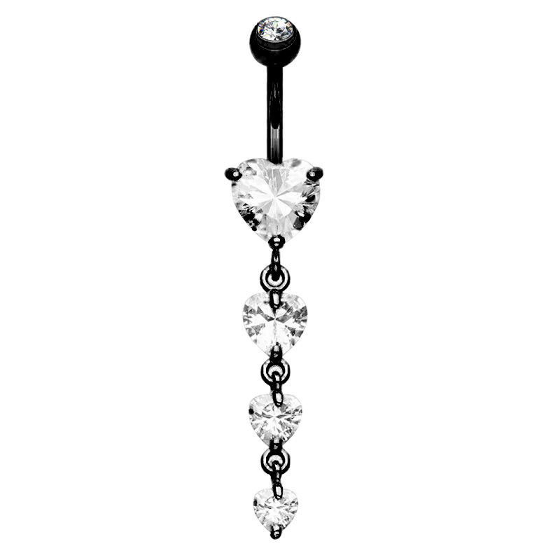 Heart Moon Navel Ring 316L Surgical Steel Belly Button Ring Dangle Planet - Image 5