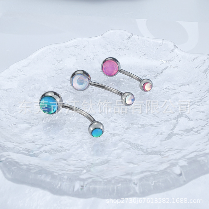 JT768 G23 Titanium Navel Ring Drip Oil Glitter Inner Tooth Belly Button Ring - Image 3