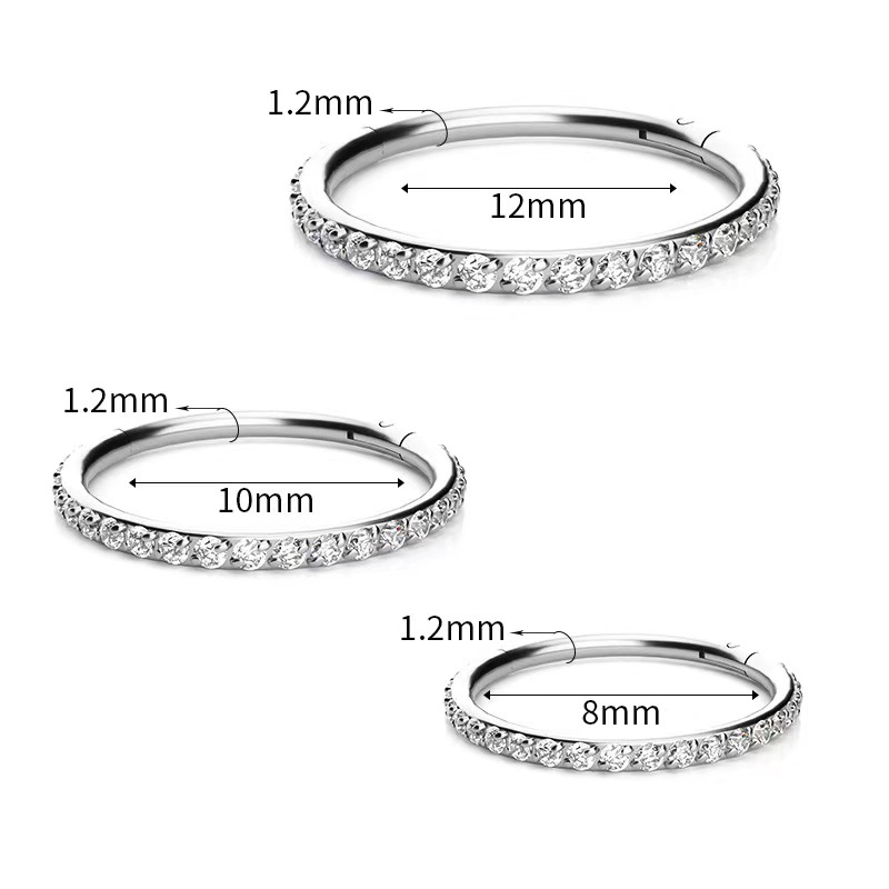 G23 Titanium Nose Ring Seamless Closed Ring CZ Micro-Inlaid Zircon Nose Stud Hoop for Women Men - Image 2