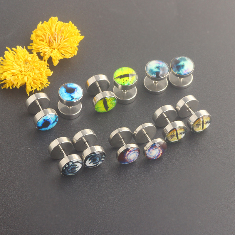 316L Surgical Steel Dumbbell Earrings Black Street Trendy Korean Fashion Barbell Earrings - Image 4