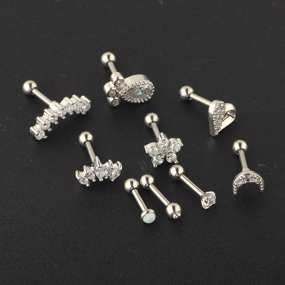 Rose Gold Stainless Steel Ear Bone Nail Set Jewelry - Zircon Star Earrings for Women - Image 3