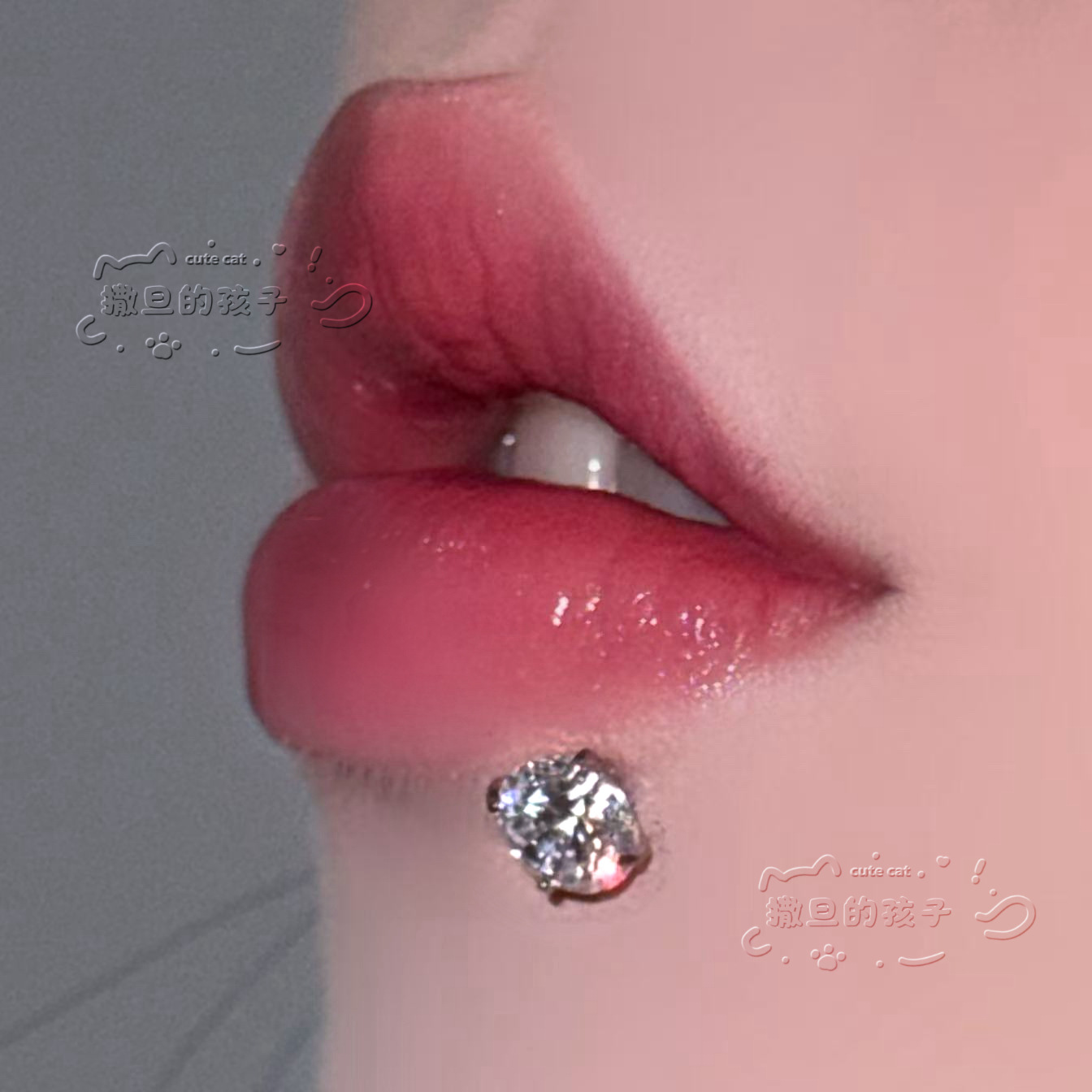 Satan's Child Senior Art Student F136 Titanium Alloy Lip Stud Big Sparkling Diamond Lip Piercing Ring Ear Cartilage Stud - Image 2