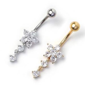 Super Flash Zircon Navel Ring - White Gold Plated Copper Belly Button Piercing Jewelry