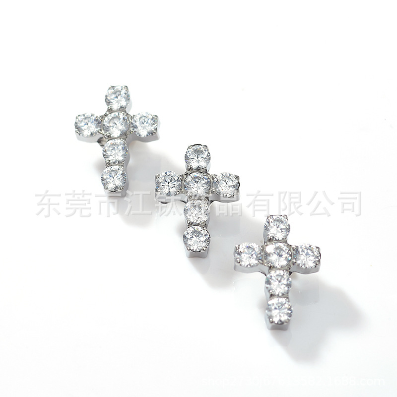 G23 Titanium Cross Ear Stud 5A Zircon ASTM F136 Piercing Jewelry Cartilage Lip Nail - Image 5