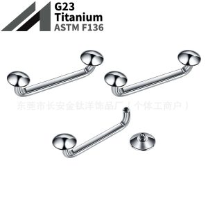 F136 Titanium Right-Angle Curved Round Base Double-Ended Implant Clavicle Nail G23 Titanium Alloy Piercing Jewelry