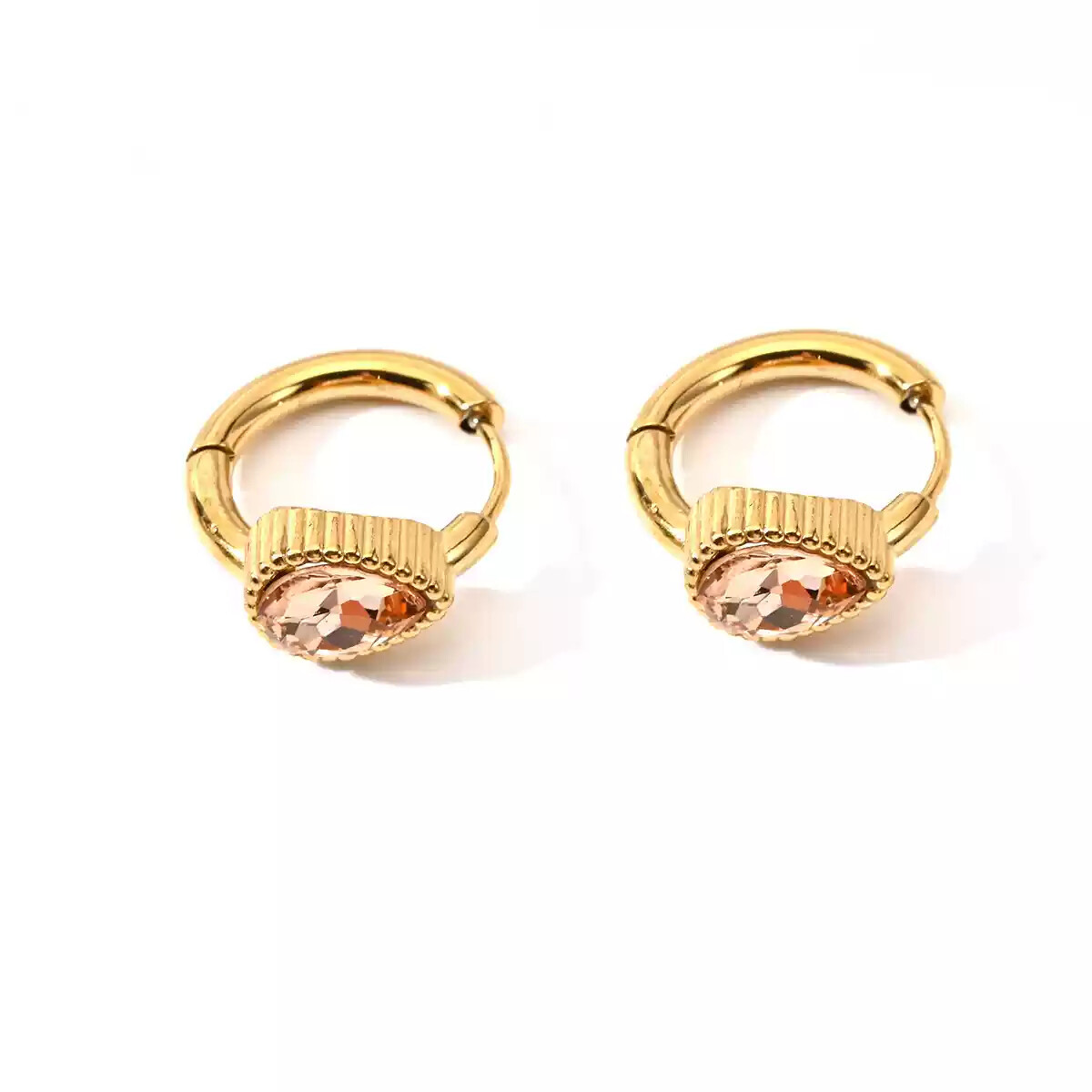 Retro Luxury Geometric Zircon Earrings Stainless Steel 18K Gold Plated Women's Wholesale - Image 4