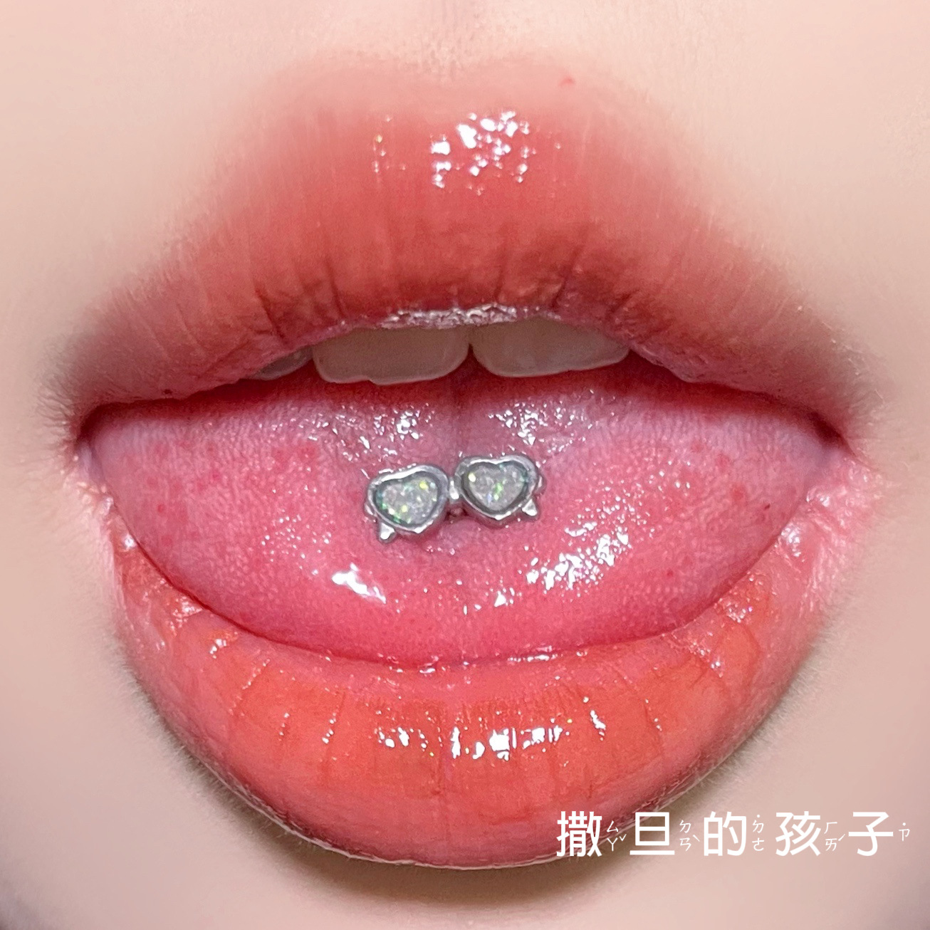 Red Heart Tongue Barbell 12mm 16G External Thread Titanium Steel Tongue Ring Tongue Piercing Jewelry - Image 4