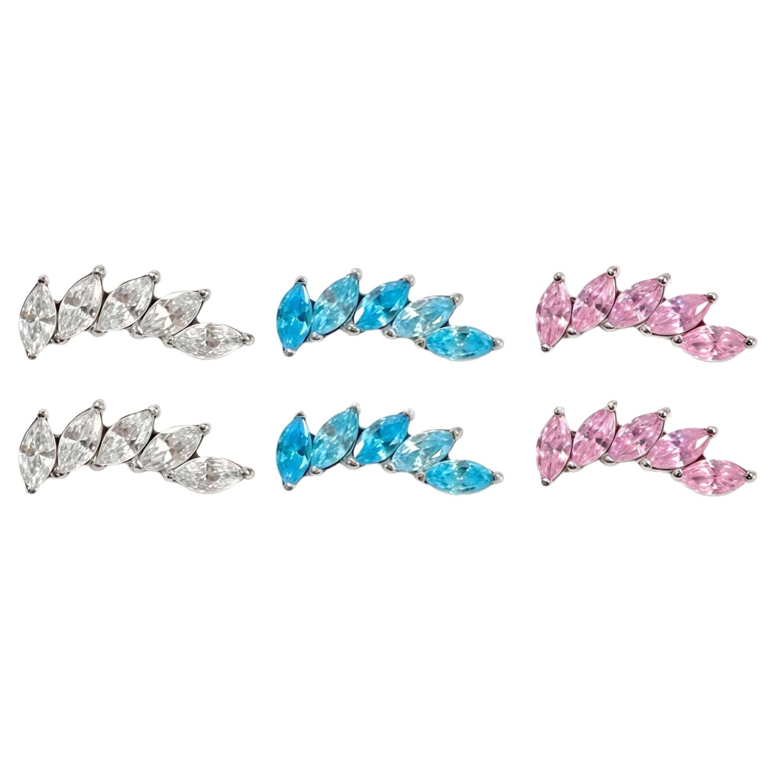 F136 Titanium Beveled Marquise Five-Leaf Bezel-Set 5A Zircon Ear Cartilage Stud Earring Body Piercing Jewelry - Image 5