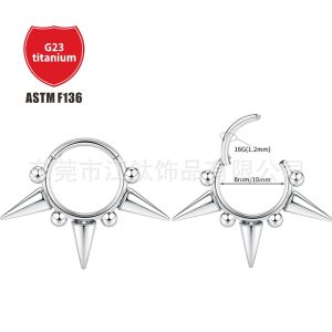 F136 Titanium Nose Ring Welded Sharp Cone Ball Closed Nose Jewelry G23 Titanium Alloy Body Piercing