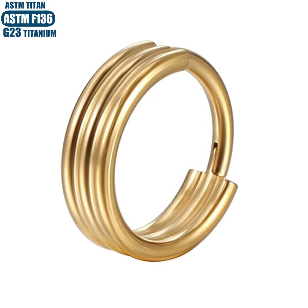 F136 Titanium Alloy Hinge Perforated Nose Ring Three-Layer Nasal Septum Seamless Ring Earring Hoops Female Body Piercing Jewelry - Image 2